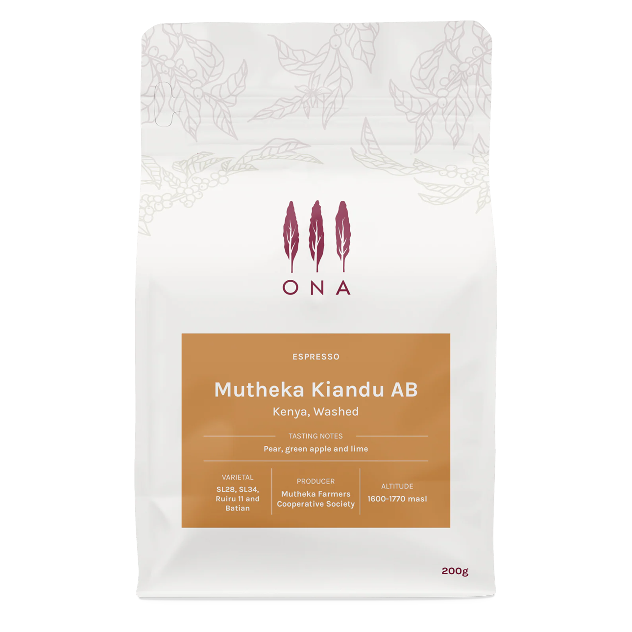 ONA Coffee Mutheka Kiandu AB, Kenya, Washed Espresso